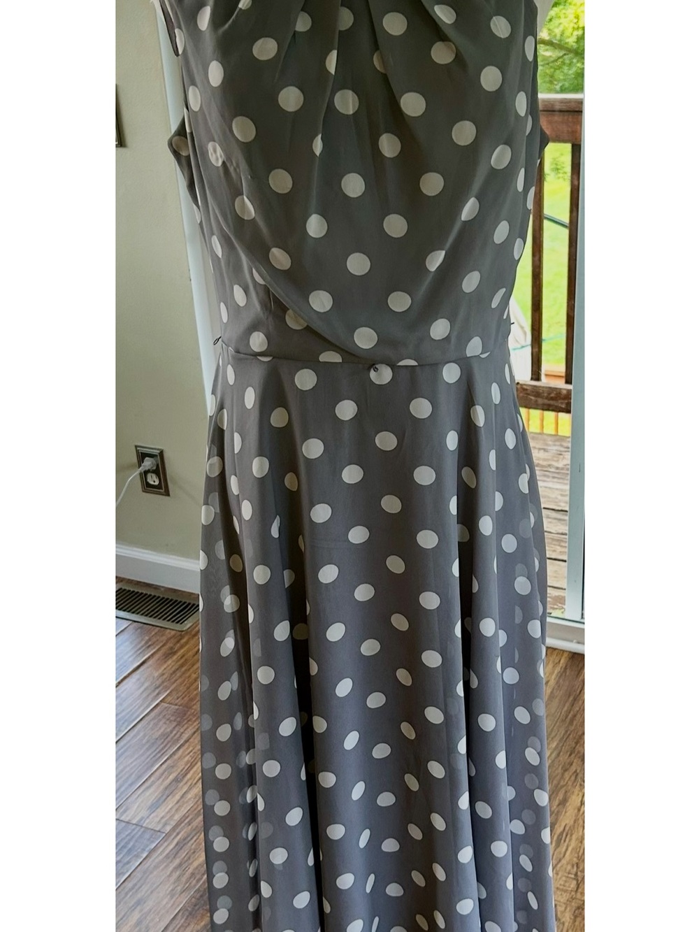 Jessica Gray Maxi Dress with White Polka Dots